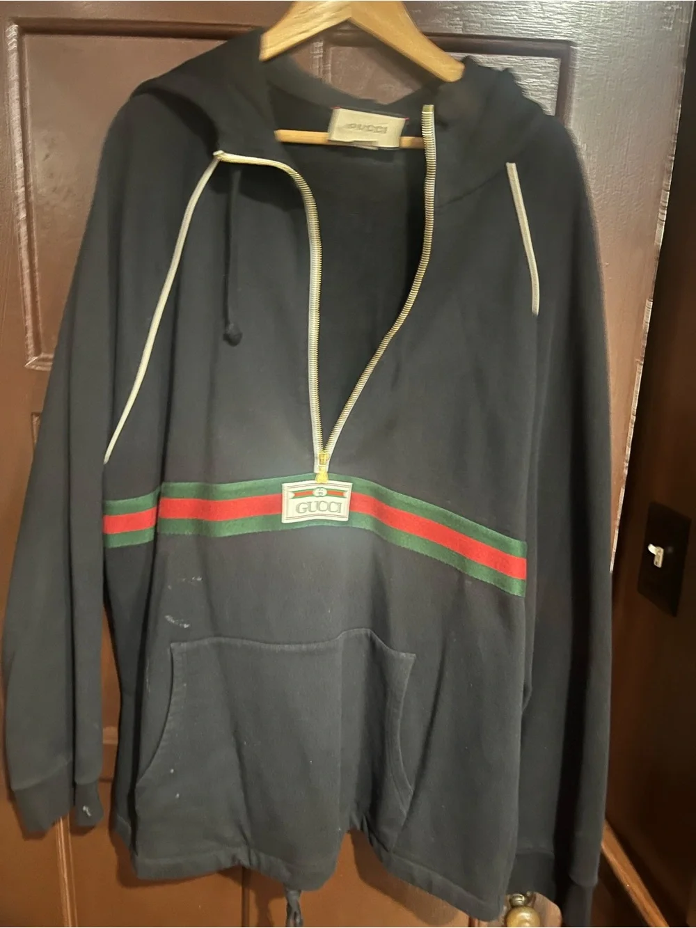 Gucci Black Zip Hoodie with Gold Hardware